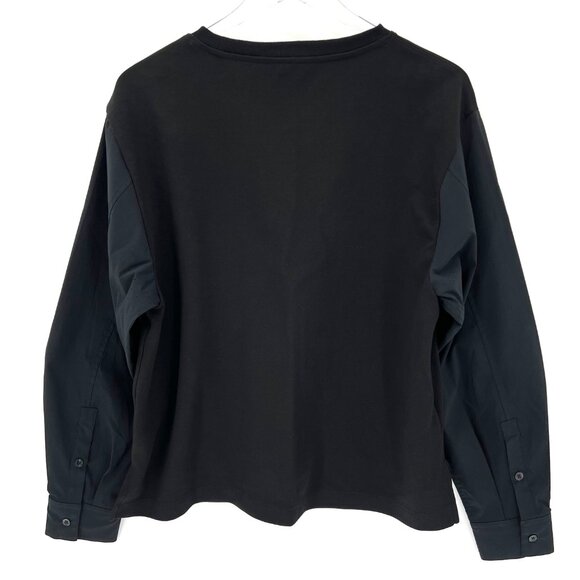 Athleta Harlow Long-Sleeve Hybrid Top Womens Large Black Breathable Pullover - Picture 6 of 10